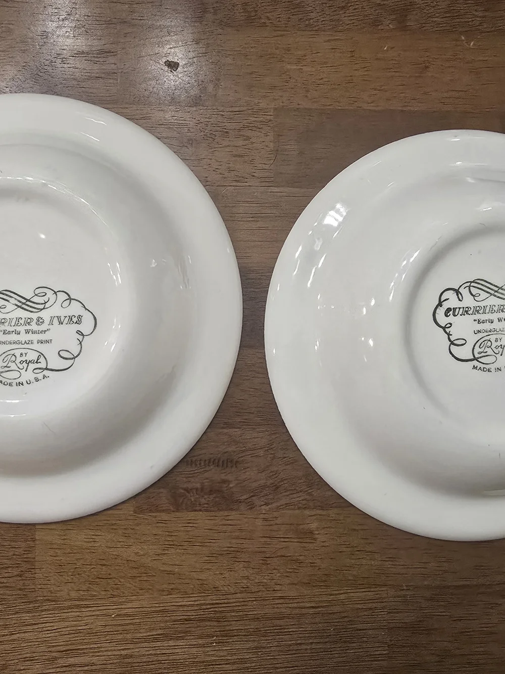 ​Set of 2 Vintage Royal China Currier and Ives Early Winter Blue Soup Bowls USA